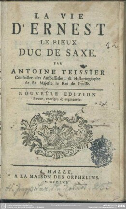 La Vie D'Ernest Le Pieux Duc De Saxe