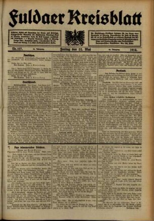 Ausgabe vom Freitag, den 22. Mai 1914.