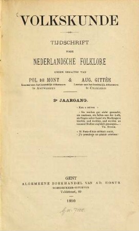 Volkskunde : tijdschrift over de cultuur van het dagelijks leven. 3. 1890