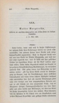 442-458 Mutter Margaretha, Stifterin der englischen Congregation vom dritten Orden des h. Dominikus