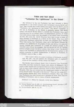Fable and fact about "Turkestan the Lighthouse" in the Orient