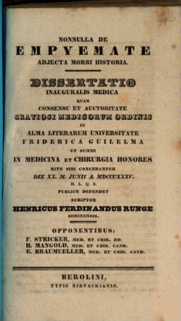 Nonnulla de empyemate : adiecta morbi historia ; diss. inaug. med.