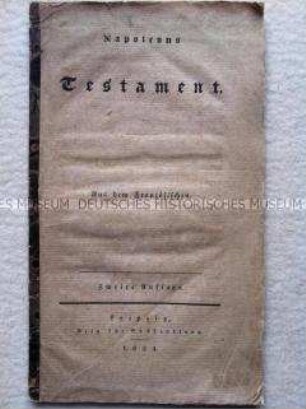 Druckausgabe eines angeblichen Testaments von Napoleon I.