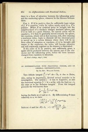 On differentiation with fractional indices, and on general differentiation.