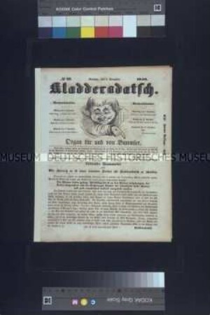 Kladderadatsch. Humoristisch-satyrisches Wochenblatt, Nr. 27, 2. Auflage; Berlin, 5. November 1848