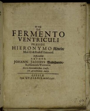 De Fermento Ventriculi