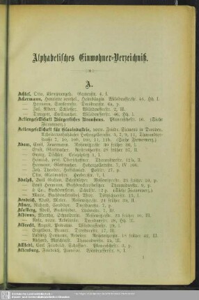 Einwohnerverzeichnis : Alphabetisches Einwohner-Verzeichniß