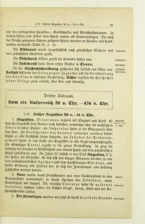 Dritter Zeitraum. Rom als Kaiserreich 30 v. Chr. - 476 n. Chr.
