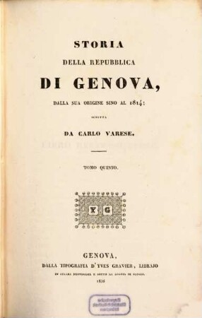 Storia della repubblica di Genova, dalla sua origine sino al 1814, 5