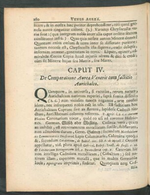 Caput IV. De Comparatione Aureae Veneris cum factitio Aurichalco.