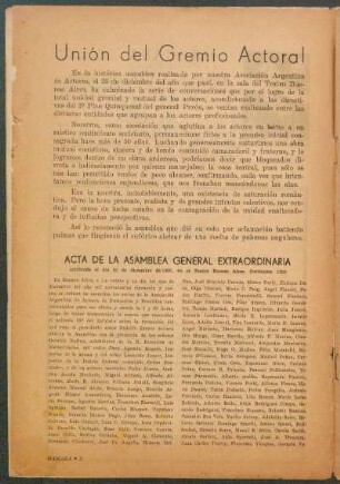 Unión del gremio actoral
