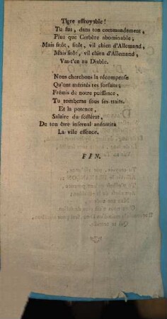 Chanson A D'Alton : Air: Un Militaire, &c.