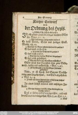 Kurtzer Entwurf von der Ordnung des Heyls.