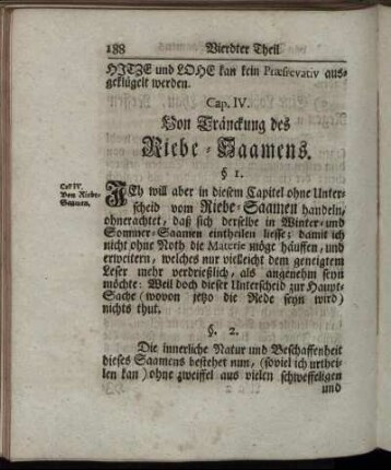 Cap. IV. Von Tränckung des Riebe-Saamens.