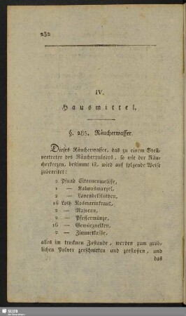 IV. Hausmittel