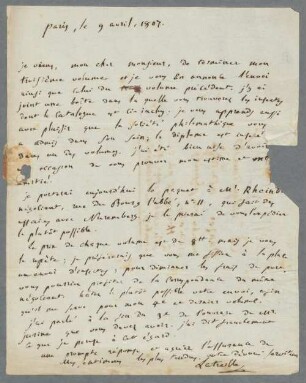Brief und Urkunde von Pierre Latreille an Unbekannt - BSB Autogr. Latreille, Pierre André