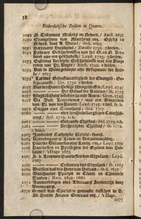 Nederduitsche Boeken in Quarto.