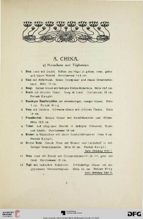 a) Porzellane und Töpfereien (Nr. 1-159)