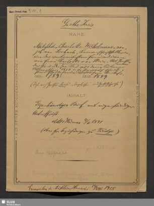 Mscr.Dresd.App.511,1: Brief von Charlotte von Ahlefeld an Theodor Hell; dat. Weimar, 04.05.1841.