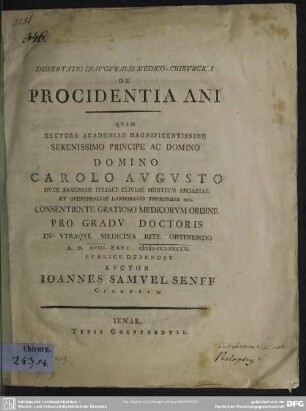 Dissertatio Inauguralis Medico-Chirurgica De Procidentia Ani
