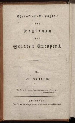 T.2: Charakter-Gemählde der Nazionen und Staaten Europens