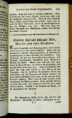 Hundert fünf und sechzigste Rede. Von den zwey ersten Seligkeiten.