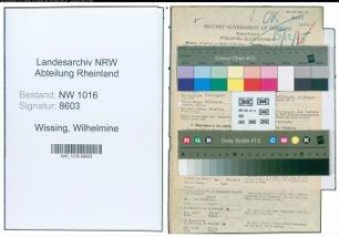 Entnazifizierung Wilhelmine Wissing , geb. 04.09.1899 ()
