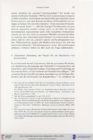 4. Allgemeine Bedeutung der Fragen für die Restitution von Kunstwerken