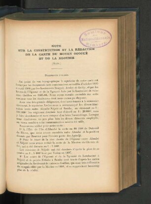 Note sur la construction et la redaction de la carte du Moyen Ogooue et de la Ngounie
