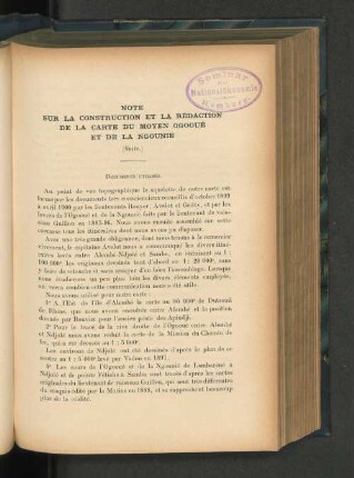 Note sur la construction et la redaction de la carte du Moyen Ogooue et de la Ngounie