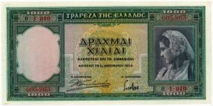 Geldschein, 1.000 Drachmen, 1.1.1939