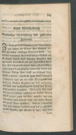 Achte Unterhaltung. Vorläufige Betrachtung des gestirnten Himmels.