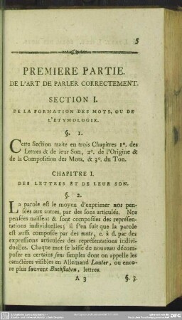 Premiere Partie. De L'Art De Parler Correctement