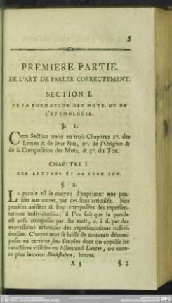 Premiere Partie. De L'Art De Parler Correctement