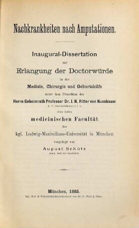 Nachkrankheiten nach Amputationen : Inaug.-Diss.