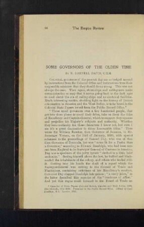 Some Governors of the Olden Time