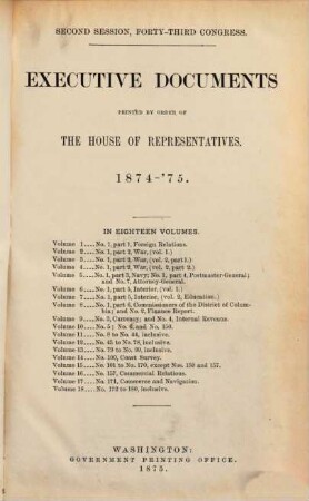 House documents. [276,6.] 1874/75 = Congress 43, Sess. 2