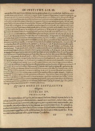 Quibus Modis Re Contrahitur obligatio. Titulus XV.
