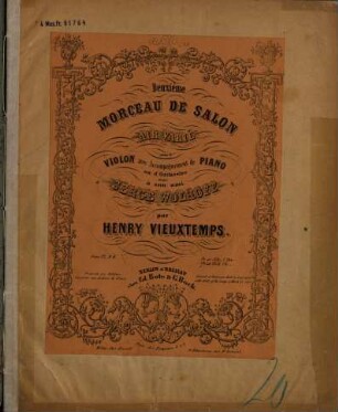 Deuxième morceau de salon : air varié ; pour le violon avec accompagnement de piano ou d'orchestre ; oeuv. 22 no. II