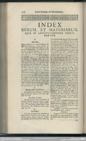 Index Rerum, Et Materiarum, Quae In Annotationibus Continentur