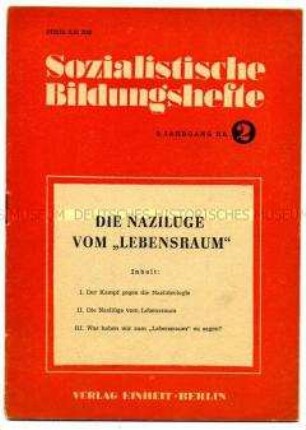 Schulungsheft der SED zur Auseinandersetzung mit dem Nationalsozialmus