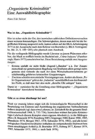 "Organisierte Kriminalität". Eine Auswahlbiographie