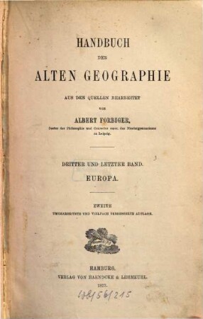 Handbuch der alten Geographie : aus den Quellen bearbeite. 3, Europa