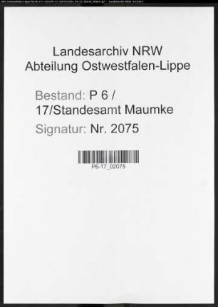 Sterberegister Standesamt Maumke
