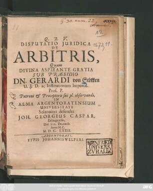 Disputatio Iuridica De Arbitris