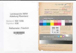 Entnazifizierung Friedrich Rethemeier , geb. 11.03.1911 (Arbeiter)