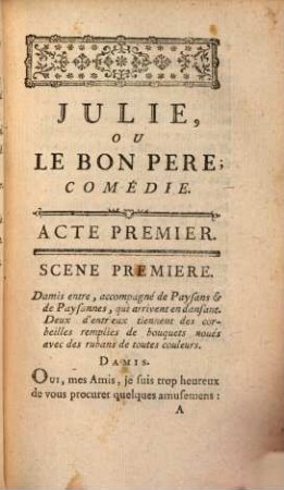 Julie ou le bon pere : Comédie