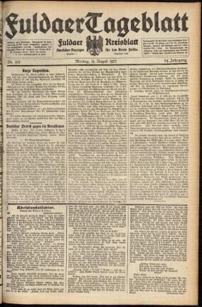 Ausgabe vom Montag, den 14. August 1922.