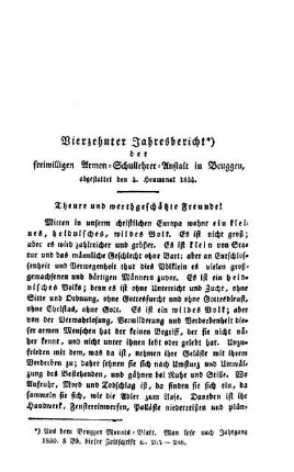 Vierzehnter Jahresbericht der freiwilligen Armen-Schullehrer-Anstalt in Beuggen, abgestattet den 4. Heumonat 1834