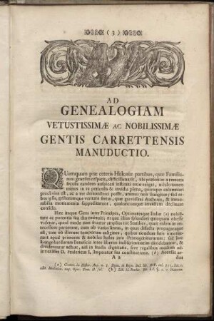 Ad Genealogiam Vetustissimæ Ac Nobilissimæ Gentis Carrettensis Manuductio.